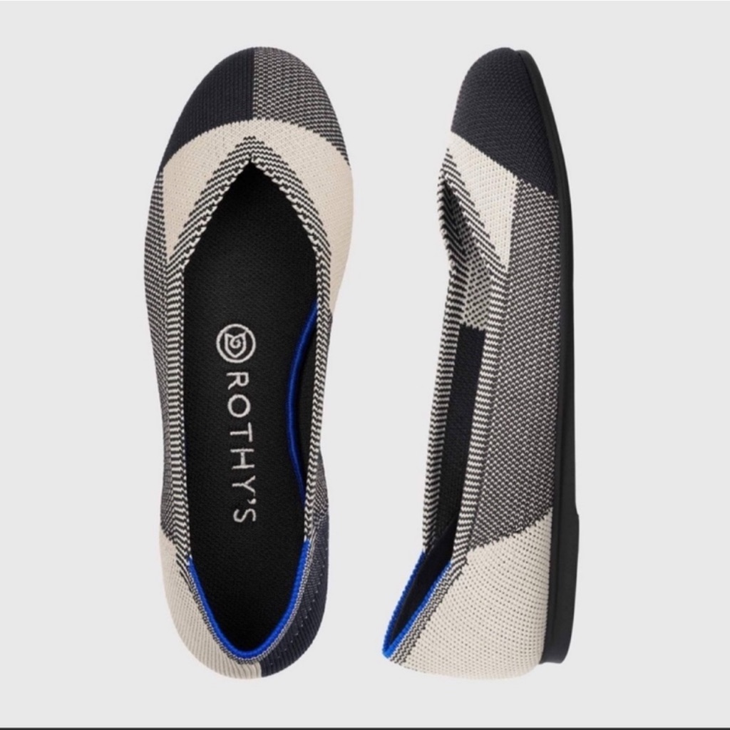 Rothy's Captoe Black Color Block The Flat Size 8
